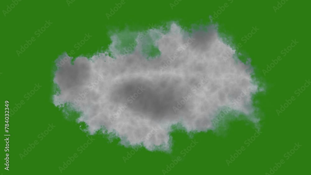 Animated illustration of thunderclouds on a green background, 3D render. Animated illustration of thunderclouds on a green background, 3D render.