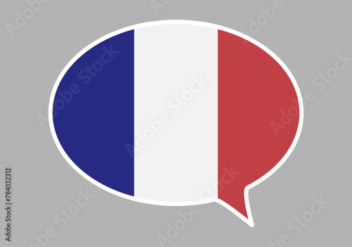 Bocadillo de hablar francés con bandera de Francia.  photo