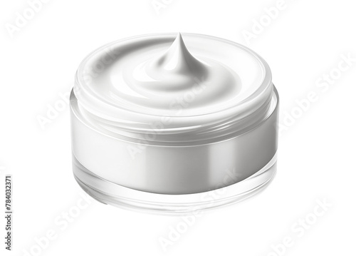 A pristine white jar containing a nourishing cream or moisturizer. With its sleek design and clean