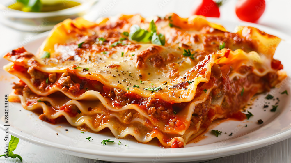 Delicious Plate of Beef Lasagna with Tomato Sauce