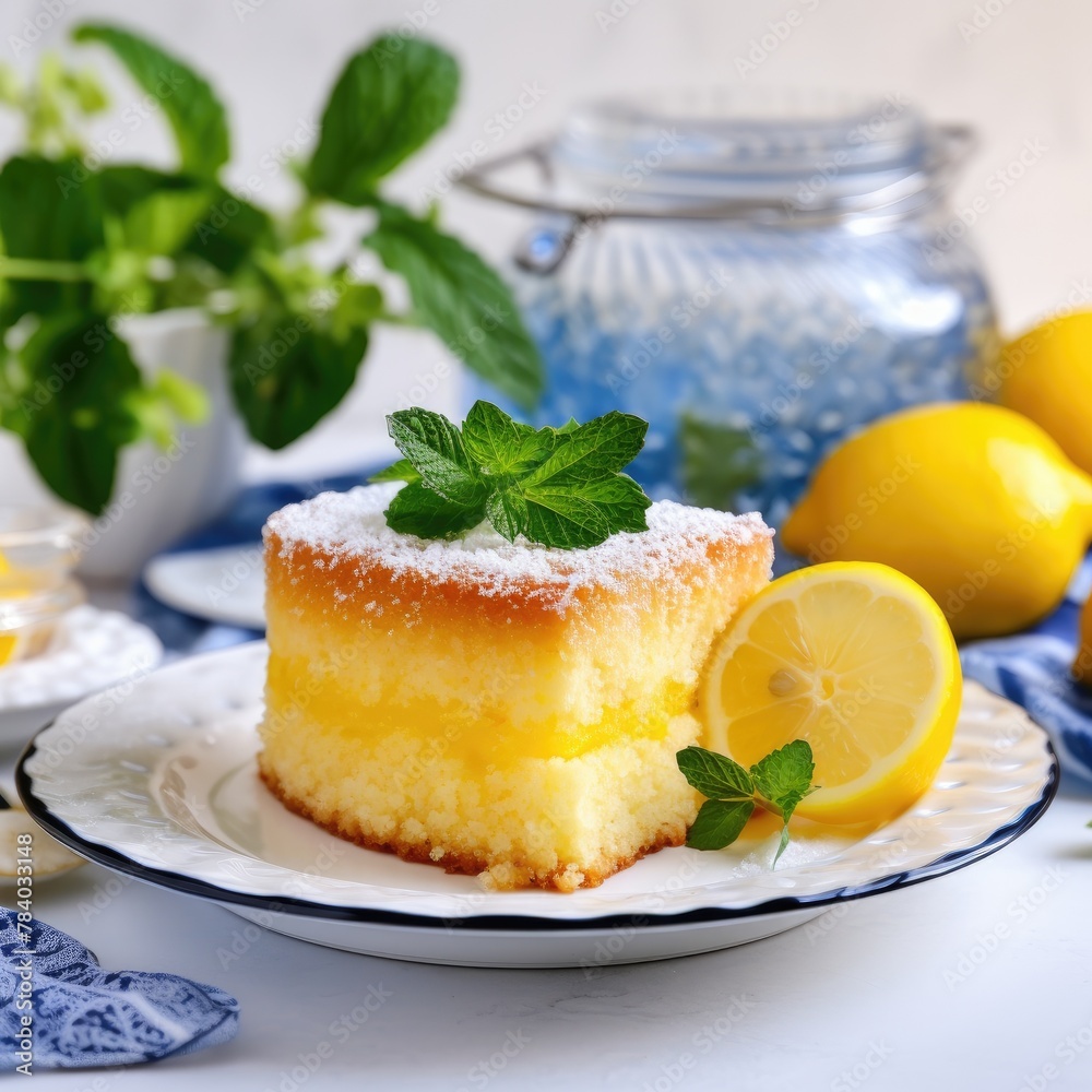 Piece of lemon pie, close-up, copy space Piece of lemon pie, close-up, copy space