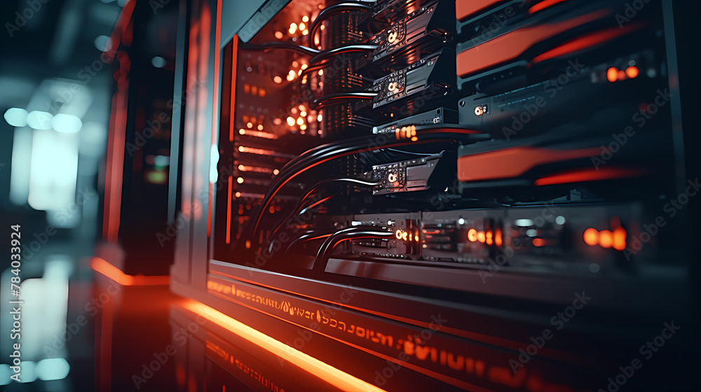 Computer server room background, network server database center scene ...