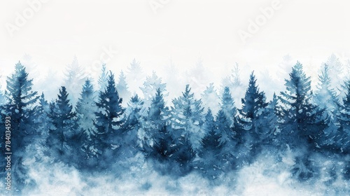 A serene winter scene of a snowy forest. Perfect for seasonal promotions