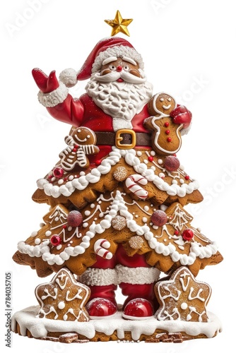 Festive holiday decoration with edible gingerbread tree