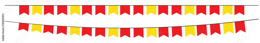 Carnival garland with flags isolated on white background. Decorative colorful pennants for birthday celebration, festival and bright decoration. Carnival garland with flags isolated on white background. Decorative colorful pennants for birthday celebration, festival and bright decoration.