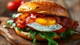 Breakfast Sandwich With Bacon and Egg 