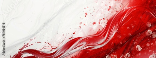 Abstract Flowing Red and White Background with Wave Patterns