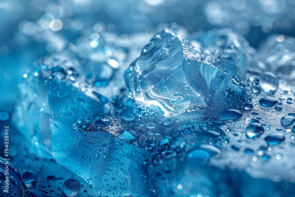 Chilled ice cubes glistening with water droplets nature wallpaper background