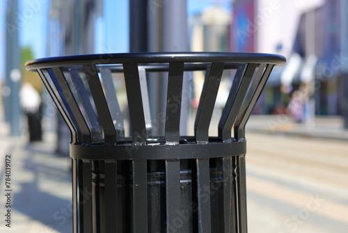 Black metal basket frame in the city © andsy