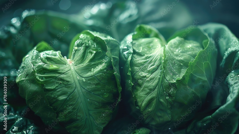 Obraz premium Fresh lettuce on a bed of greens, perfect for food and health concepts