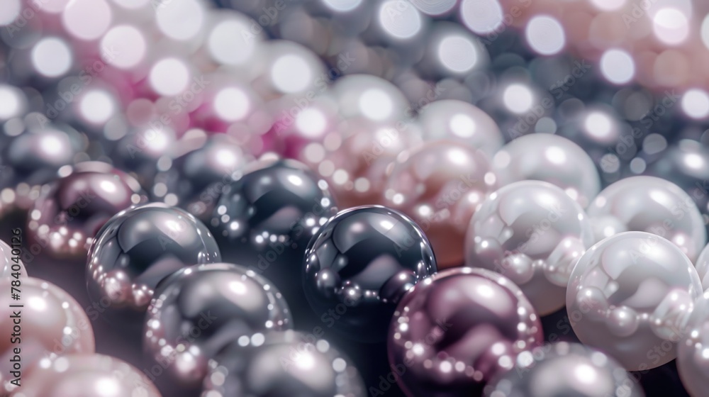 Close up view of various colored pearls, perfect for jewelry or fashion design projects
