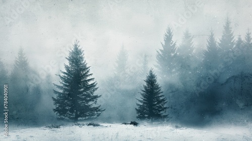 Snow-covered trees in a winter landscape, suitable for seasonal designs