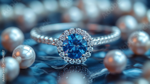 Striking minimalist shot of a Blue Sapphire Ring, emphasizing the vibrant gemstone with focused, natural lighting.