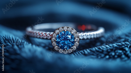 Striking minimalist shot of a Blue Sapphire Ring, emphasizing the vibrant gemstone with focused, natural lighting.