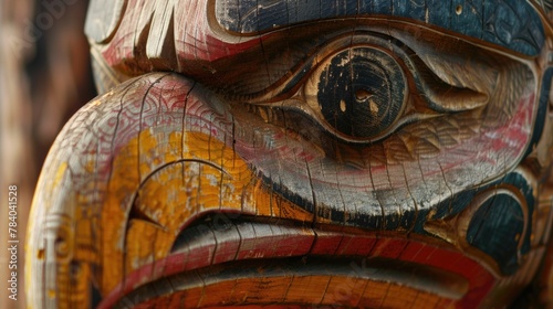Detailed view of a wooden totem, suitable for cultural and artistic projects © Fotograf