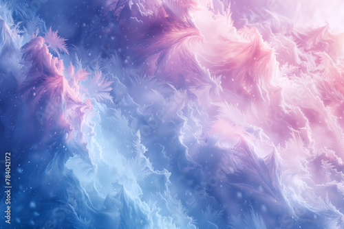 Intricate frost patterns abstract pink and blue dreamy nature wallpaper background