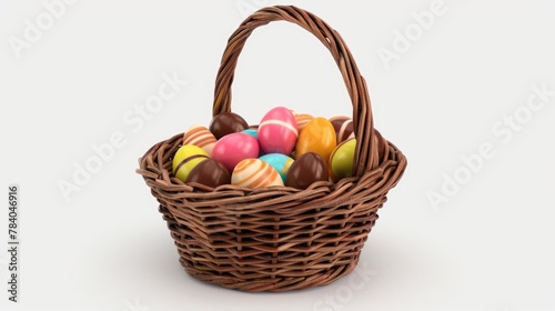 A basket filled with various colored candies. Perfect for sweet treats and party decorations