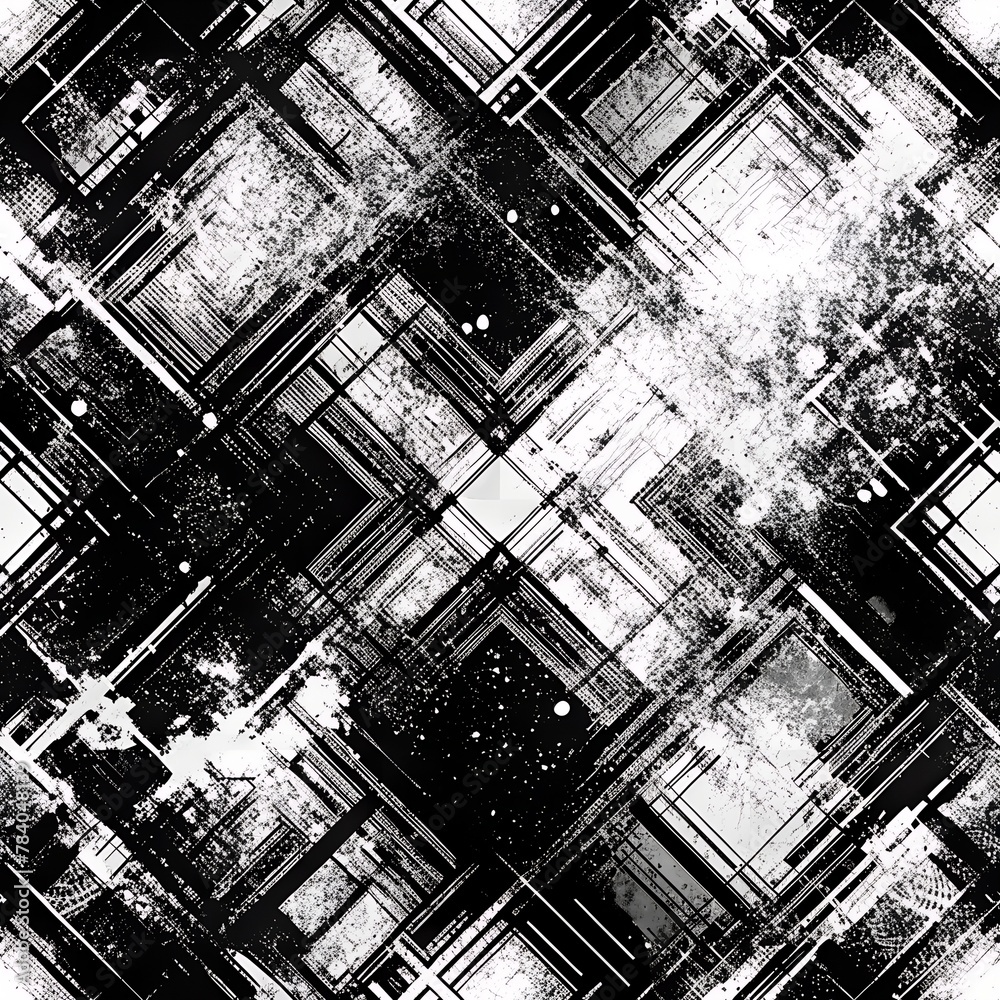 seamless grunge black and white abstract texture tiles background