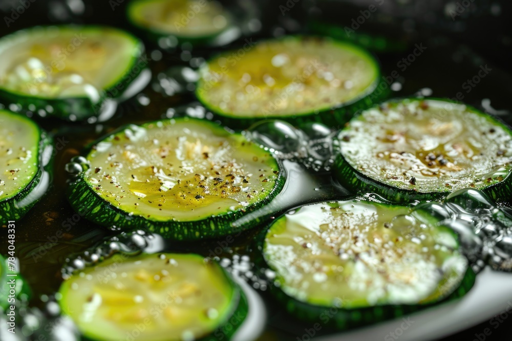 Fresh cucumbers topped with cheese, ideal for food blogs Fresh cucumbers topped with cheese, ideal for food blogs