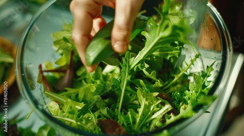 Person blending fresh lettuce in a kitchen blender. Great for healthy eating concepts