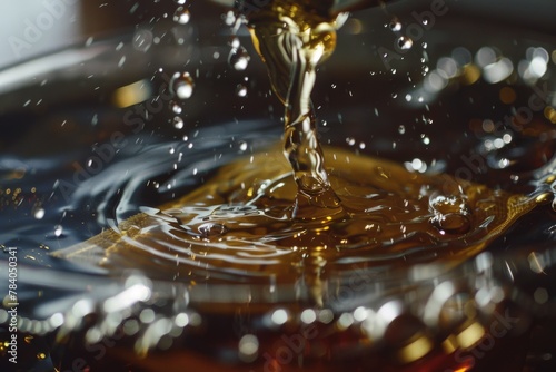 Close up of liquid being poured into a bowl. Ideal for food and cooking concepts