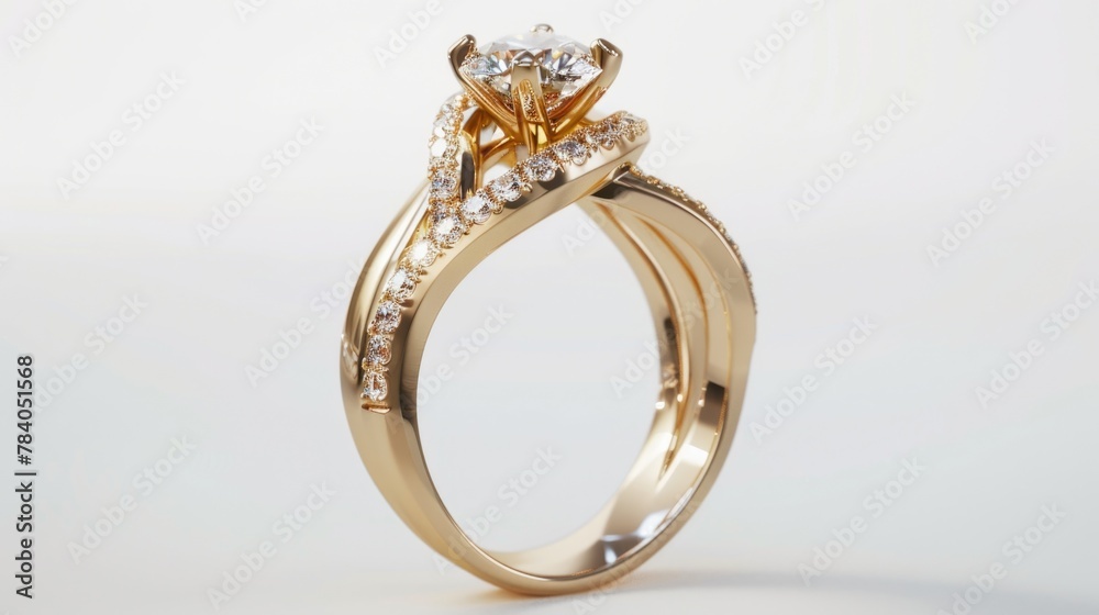 Close up of a diamond ring on a white background. Perfect for jewelry ads or wedding themes Close up of a diamond ring on a white background. Perfect for jewelry ads or wedding themes