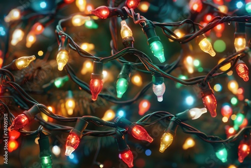 A festive close up of colorful Christmas lights. Perfect for holiday designs