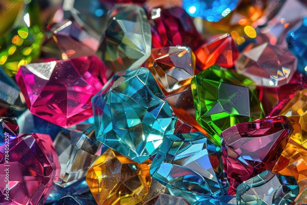 A close-up of various colored diamonds. Suitable for jewelry and luxury themes A close-up of various colored diamonds. Suitable for jewelry and luxury themes