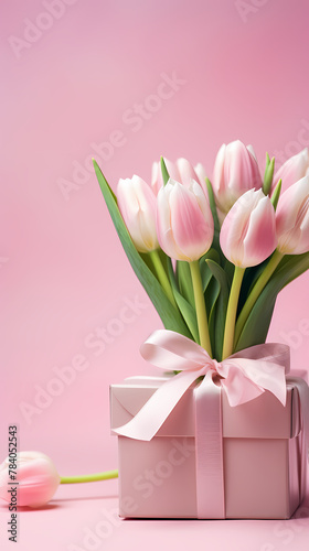 Tulips and gift box