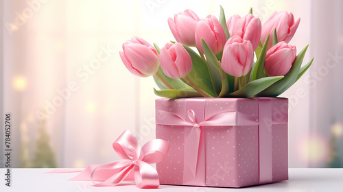 Tulips and gift box