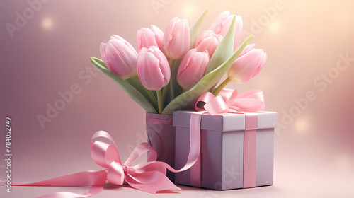 Tulips and gift box