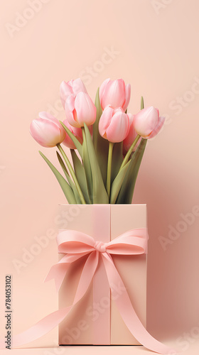 Tulips and gift box