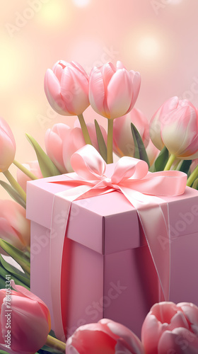 Tulips and gift box