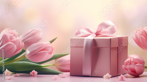 Tulips and gift box