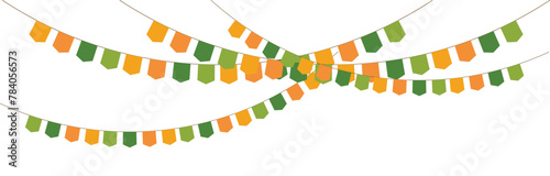 Carnival garland with flags. Decorative colorful party pennants for birthday celebration, festival and fair decoration