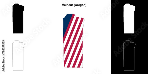 Malheur County (Oregon) outline map set photo