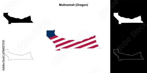Multnomah County (Oregon) outline map set