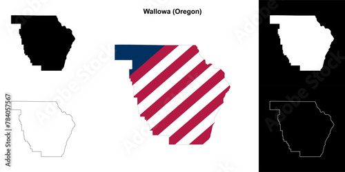 Wallowa County (Oregon) outline map set