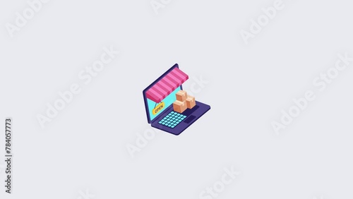 Shop and Billing Machine Icon Animation