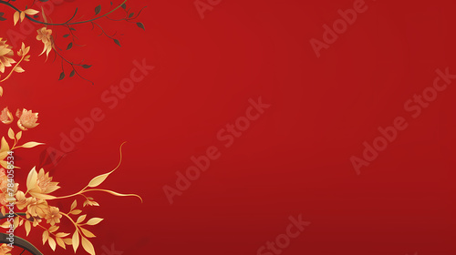 golden leaves on red background