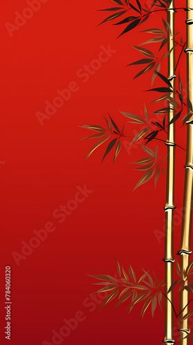 golden leaves on red background