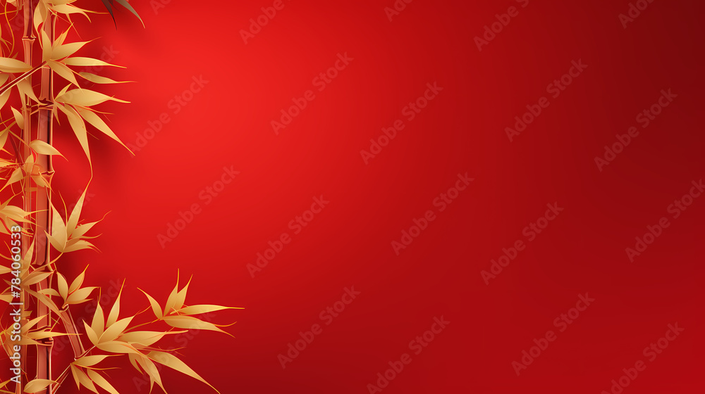 Obraz premium golden leaves on red background
