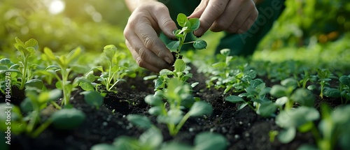 Harmony in Cultivation: Hands Planting the Future. Concept Agricultural Innovation, Sustainable Farming, Global Food Security, Future of Agriculture photo