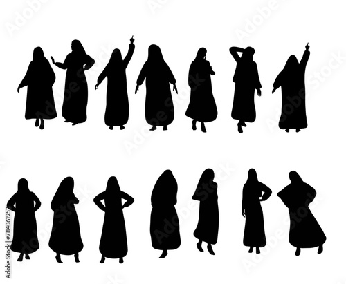 Collection of silhouettes of women in burqas