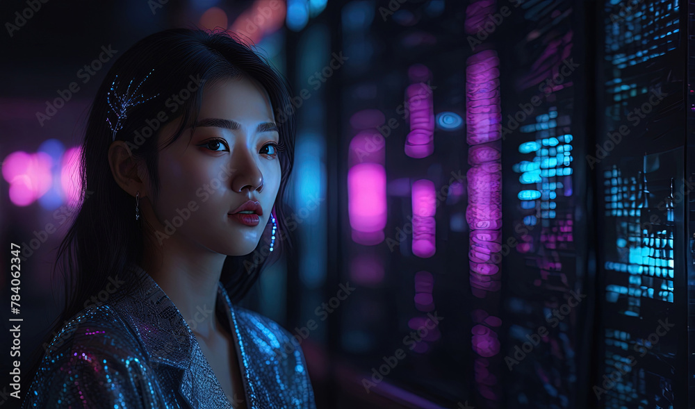 Portrait of an Asian girl in a shiny jacket Portrait of an Asian girl in a shiny jacket