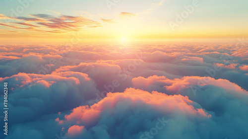 Aerial view dramatic sunset and sunrise sky