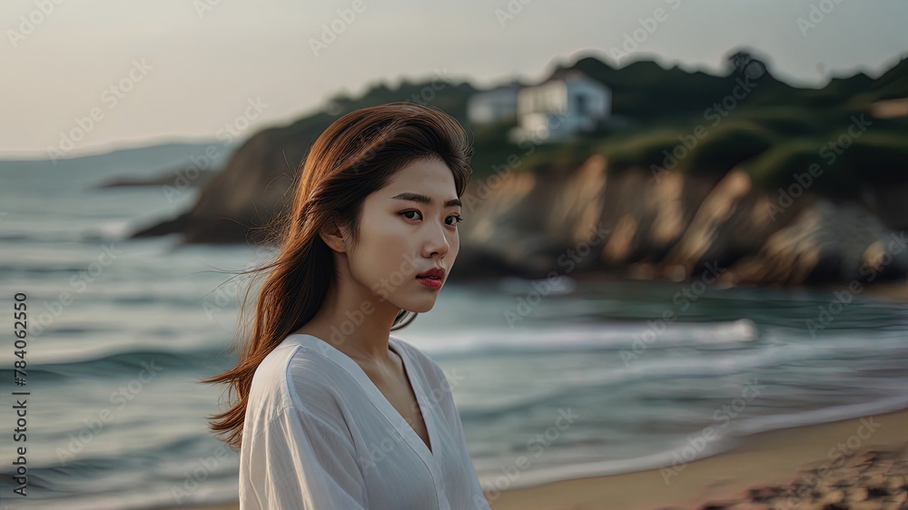 Portrait of a young girl by the sea Portrait of a young girl by the sea