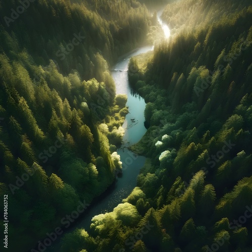 Geheimnisvoller Fluss bei Morgend  mmerung