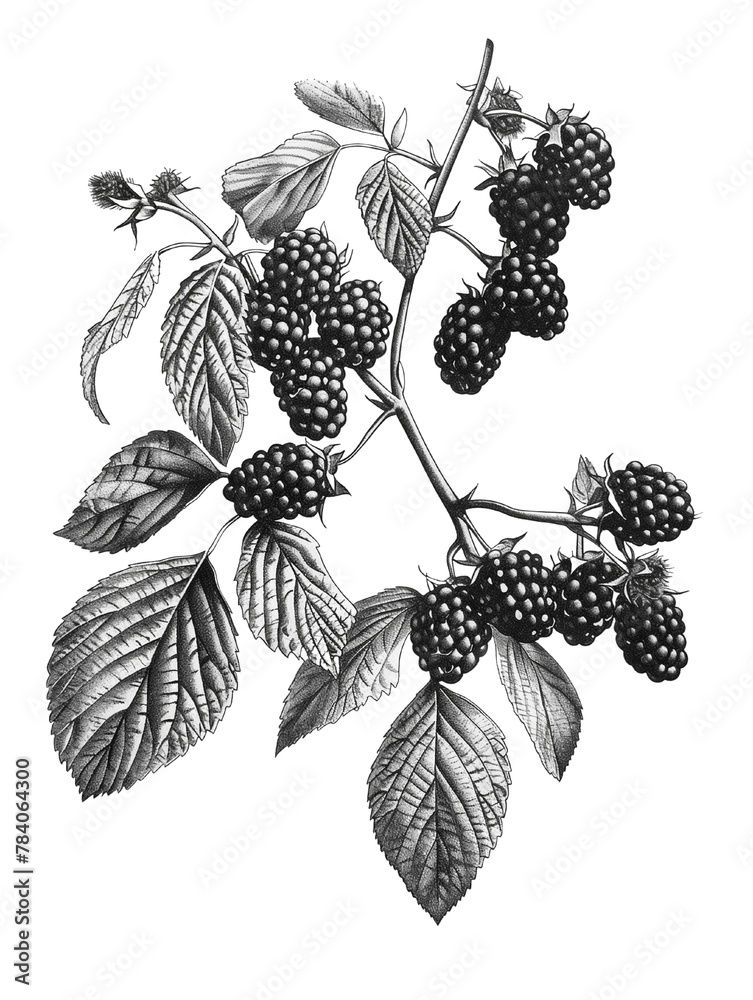 Fototapeta premium Seamless vector pattern with vines and branches overflowing with ripe summer berries like grapes, raspberries, and blackberries