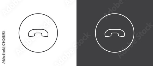 Button icon to hang up on a video call, Simple line icon set of buttons template for mobile phone online app, ui. Internet talk, vector illustration in black and white background.